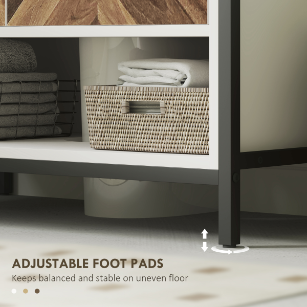 HOMCOM Bathroom Under Sink Cabinet for Basin with or without Pedestal Cream - Image 8