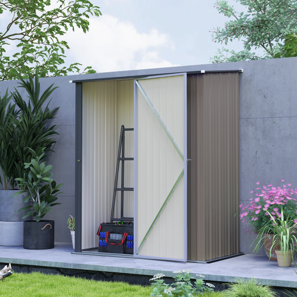 Outsunny Outdoor Storage Shed w/ Lockable Door for Garden, Light Grey - Image 8