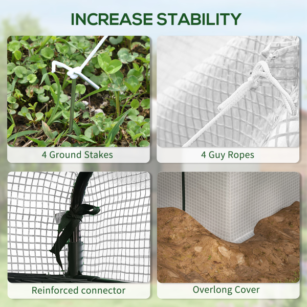 Outsunny Walk-in Garden Greenhouse Shelves Polytunnel Steeple Grow House - Image 8