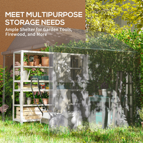 Outsunny 6.5' x 6.5' x 6.5' Temporary Garden Shed Storage Tent, Grey - Image 8