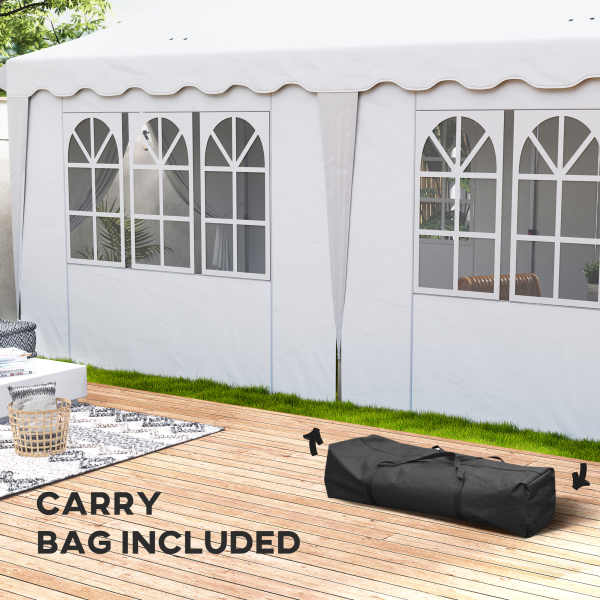 Outsunny 3 x 6m Pop Up Gazebo with Sides and Carry Bag, UPF50+, White - Image 8