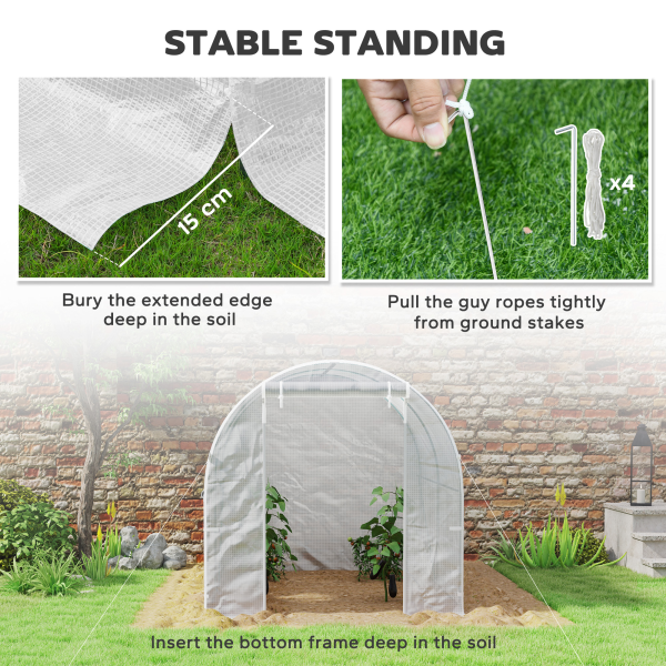 Outsunny Polytunnel Greenhouse Outdoor Grow House Roll Up Door Windows 2x2.5m - Image 8