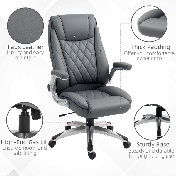 Vinsetto High Back Executive Office Chair Home Swivel Dark Grey - Image 8