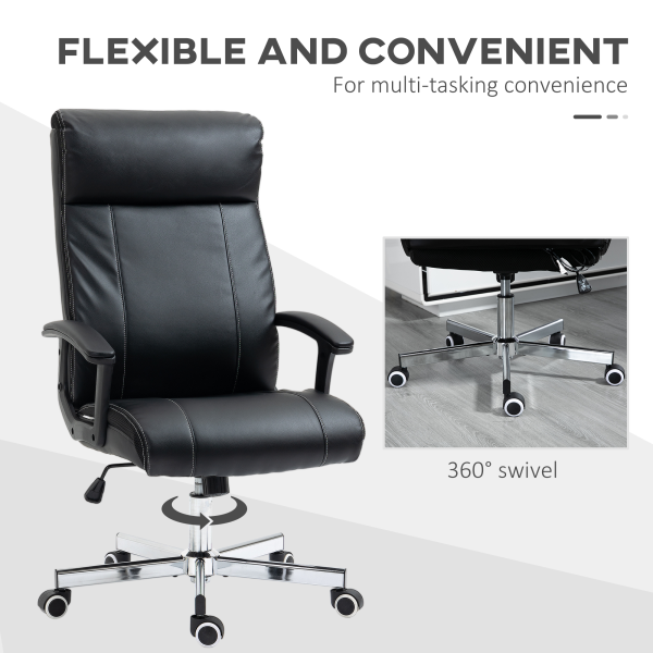 Vinsetto Massage Office Chair PU Leather Computer Chair w/ Tilt Function Black - Image 8