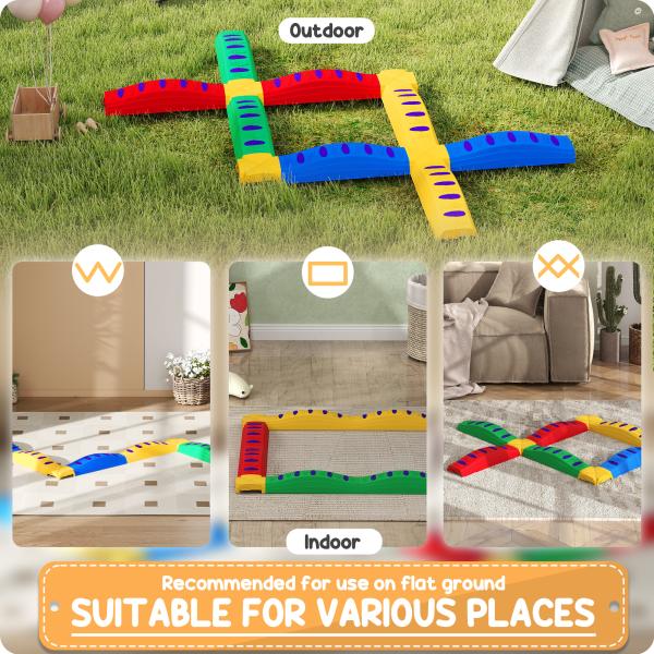 AIYAPLAY 12PCs Kids Balance Beam Stepping Stones with Non-Slip Foot Pads - Image 7