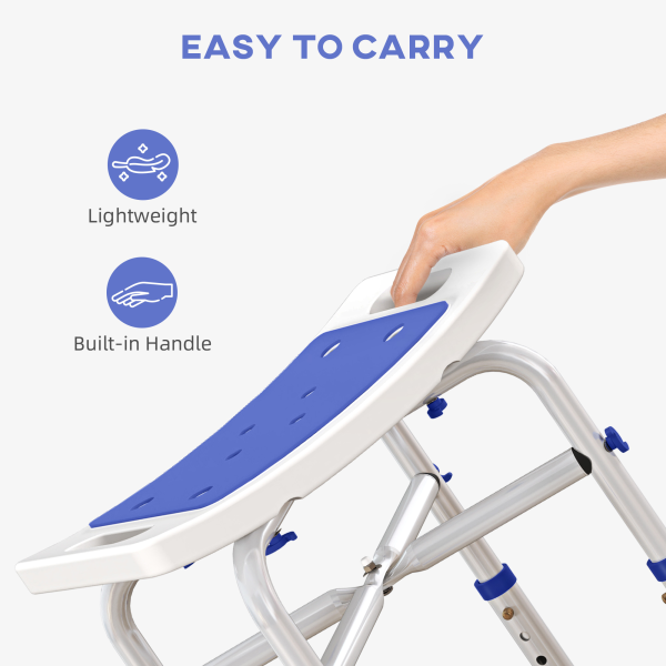 HOMCOM Adjustable Shower Stool with Foot Pads for Elderly Disabled Purple - Image 8