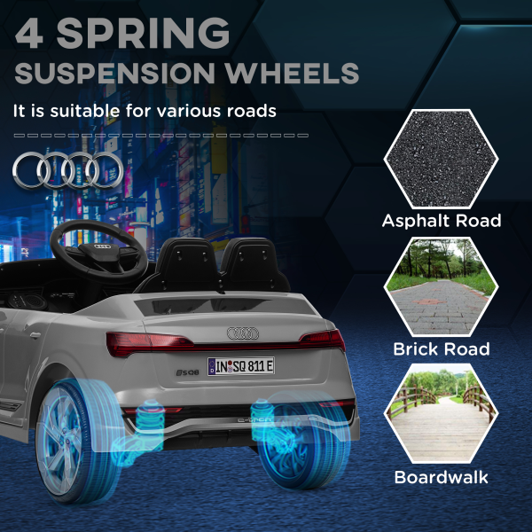 AIYAPLAY Audi Q8 e-tron Sportback Kids Electric Car w/ Remote - Grey - Image 7