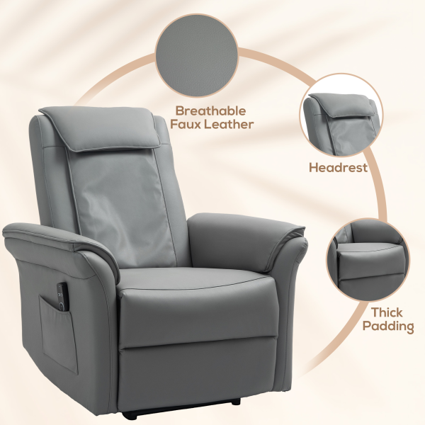 HOMCOM Kneading Massage Recliner Chair Breathable Leather Recliner Armchair - Image 8