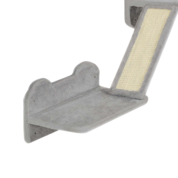 PawHut 3PCs Corner Design Cat Wall Shelves Furniture, Light Grey - Image 7