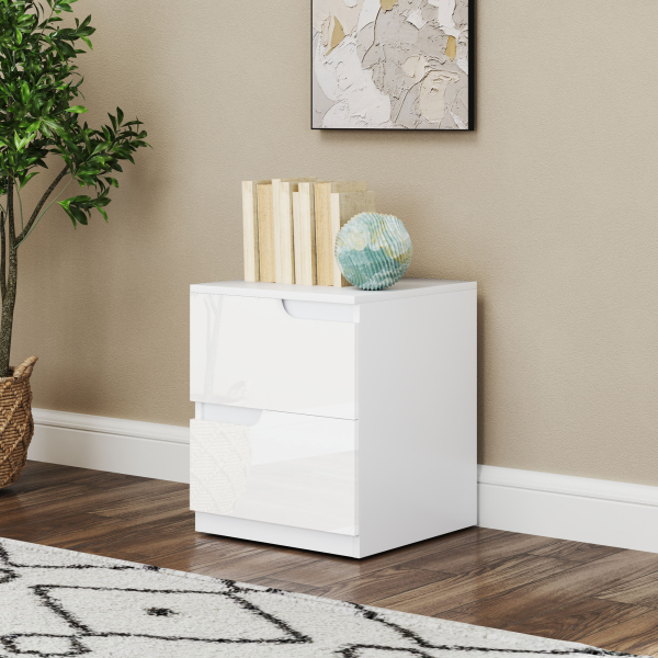 HOMCOM Modern Bedside Table with 2 Drawers for Bedroom, Living Room, White - Image 7