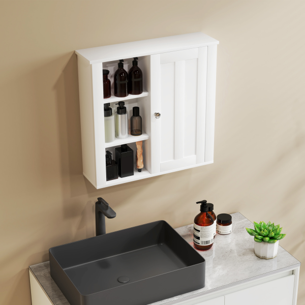 HOMCOM Modern Wall Mounted Bathroom Cabinet with Adjustable Shelves, White - Image 7
