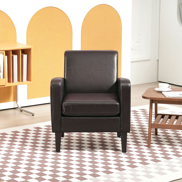 HOMCOM Armchair Accent Chair with Eucalyptus Wood Legs for Bedroom Brown - Image 7