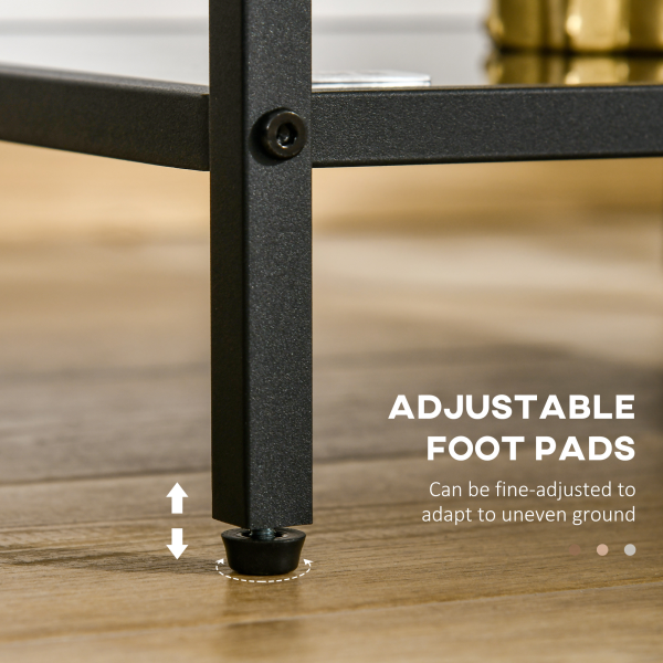 HOMCOM Side Table with Tempered Glass Top, End Table with 2-Tier Storage, Black - Image 7