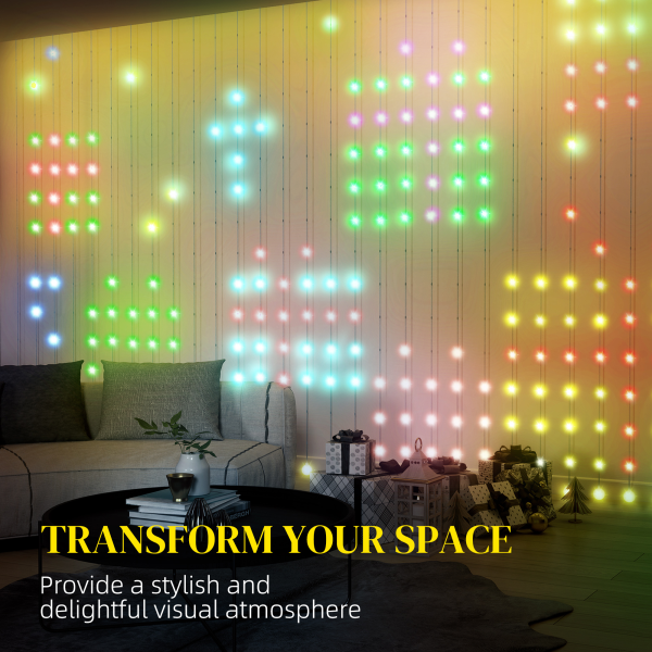 HOMCOM Smart LED Curtain Lights, Dynamic DIY Fairy Lights, 3x3(m) - Image 8