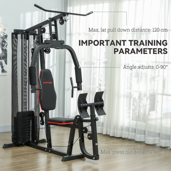 SPORTNOW Home Gym Machine Compact Multi Gym with 45kg Weight Stack - Image 7