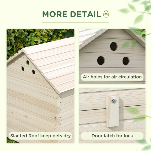 PawHut Wooden Duck House w/ Openable Roof, Raised Base, Air Holes - Natural - Image 8