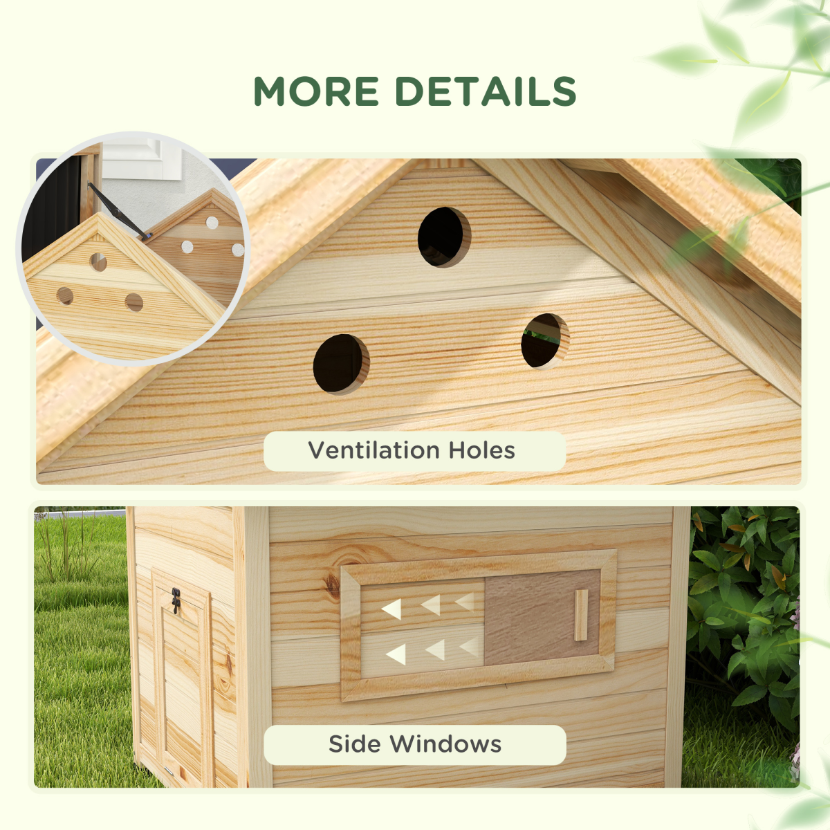 PawHut Wooden Duck House, Poultry Coop with Double Doors, Openable Roof - Image 8