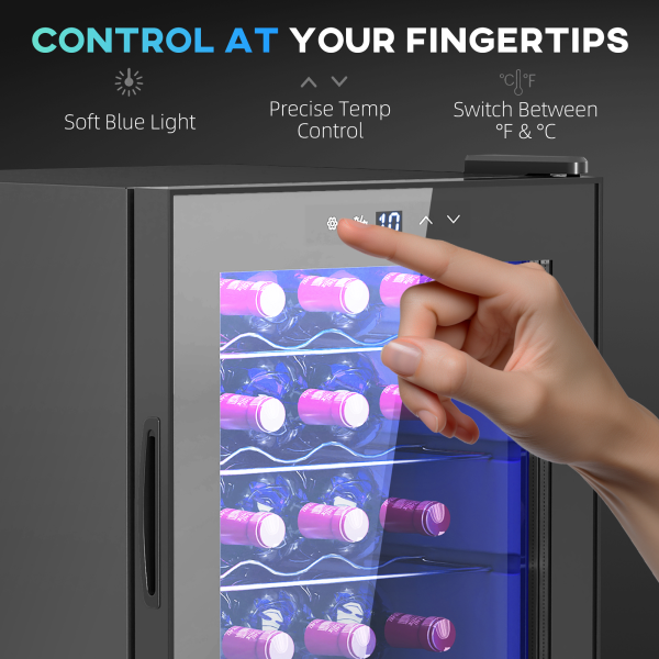 Freestanding Wine Cooler Fridge with Glass Door, 20 Bottle, LED Light - Image 8