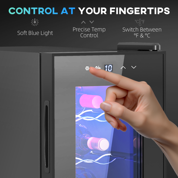 HOMCOM Mini Beer and Wine Fridge, 6 Bottle, with Glass Door, Touch Screen - Image 8