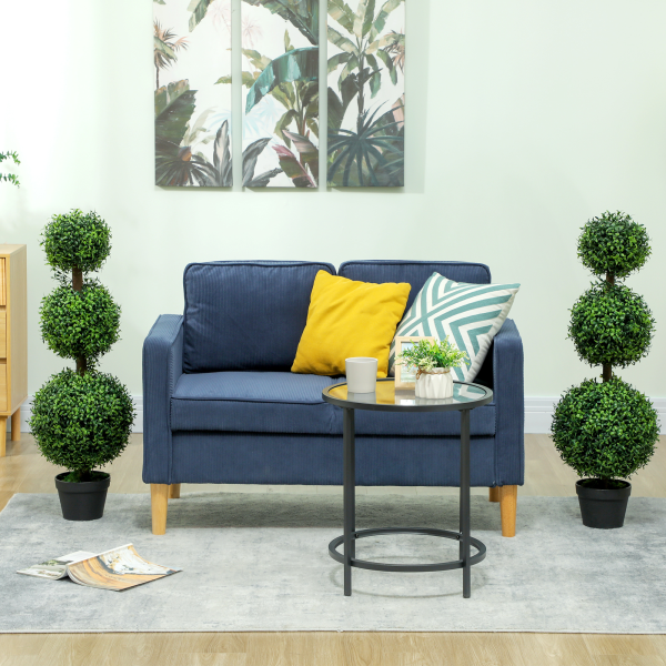 HOMCOM Set of 2 Decorative Artificial Plants Boxwood Trees in Pot, Green - Image 8