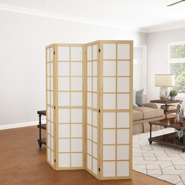 HOMCOM Indoor Room Partition, 4 Panel Folding Room Divider, 160 x 170cm - Image 8