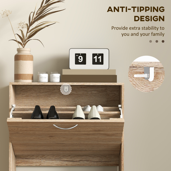 HOMCOM Slim Shoe Storage Cabinet with 3 Flip Drawers for 12 Pair of Shoes - Image 8