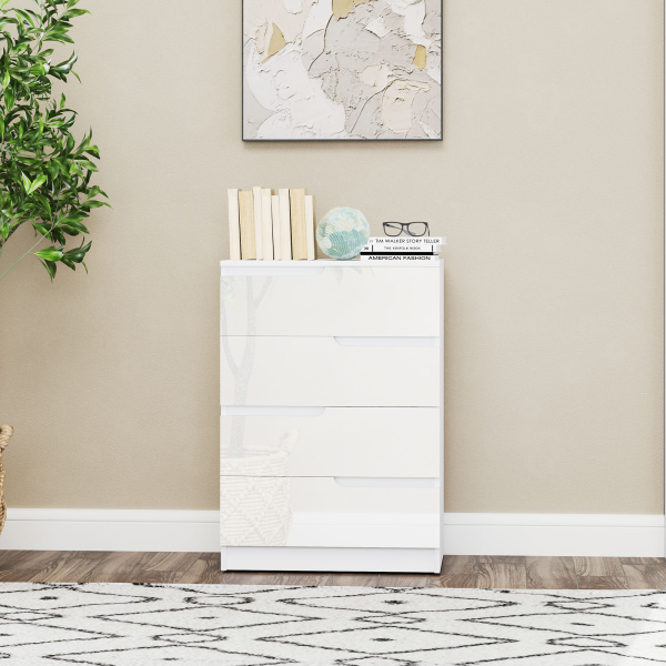 HOMCOM 4 Drawer Chest of Drawers for Bedroom, 60 x 40 x 85cm, White - Image 8