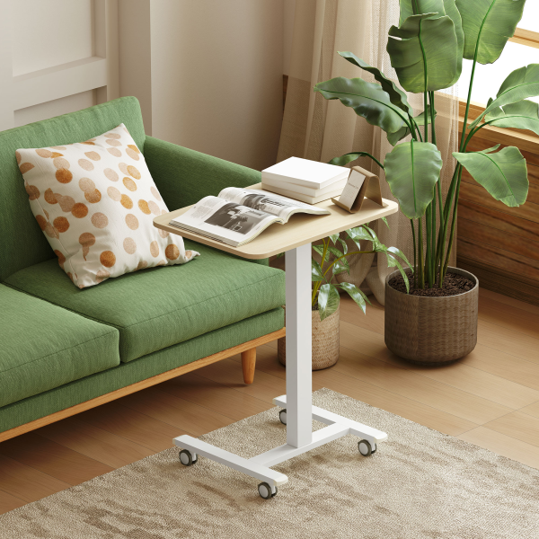 Vinsetto Standing Desk Sit Stand Desk with 4 Rolling Wheels, Natural - Image 8