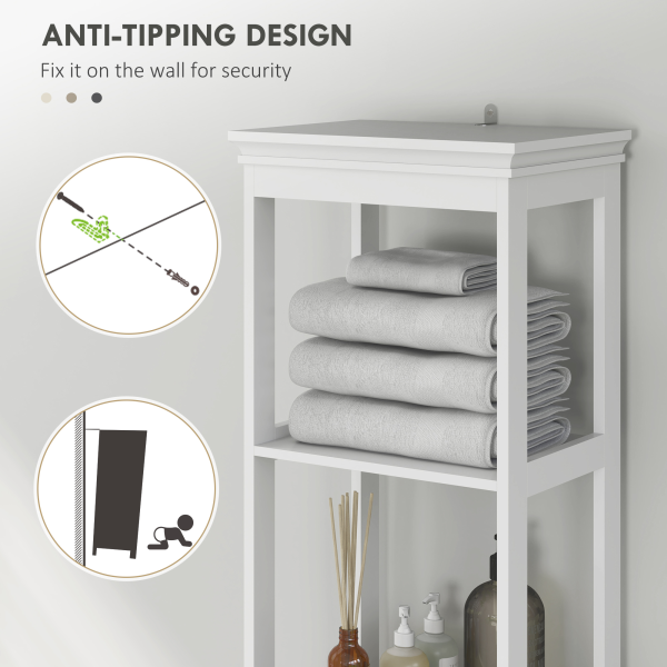 HOMCOM Slim Bathroom Storage Cabinet with Open Shelves and Drawer, White - Image 8