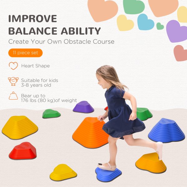 AIYAPLAY 11PCs Kids Stepping Stones, Non-Slip Stackable River Stones - Image 3