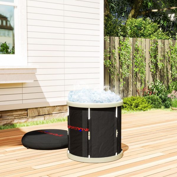 SPORTNOW Ice Bath Tub Outdoor, 210L Portable Cold Water Therapy Tub, Black - Image 2