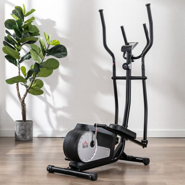 HOMCOM Elliptical Cross Trainer w/ Adjustable Resistance, LCD Monitor, Wheels - Image 2