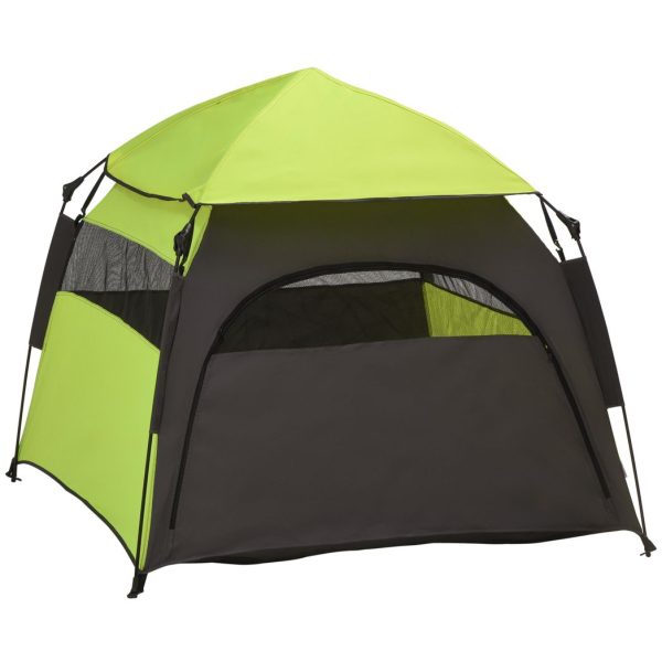 PawHut Foldable Dog Cat Tent with Waterproof Oxford Cloth, Carry Bag, Green