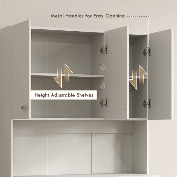 HOMCOM Freestanding Kitchen Cupboard, Storage Cabinet with Doors Cream White - Image 6