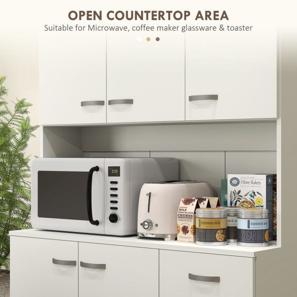 HOMCOM Freestanding Kitchen Cupboard, Storage Cabinet with Doors Cream White - Image 4