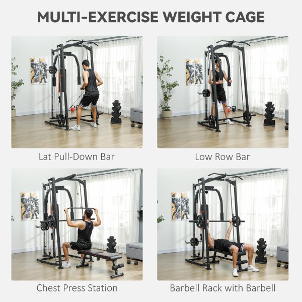 SPORTNOW Multi-Gym Smith Machine Power Cage for Home Gym Weight Lifting - Image 3