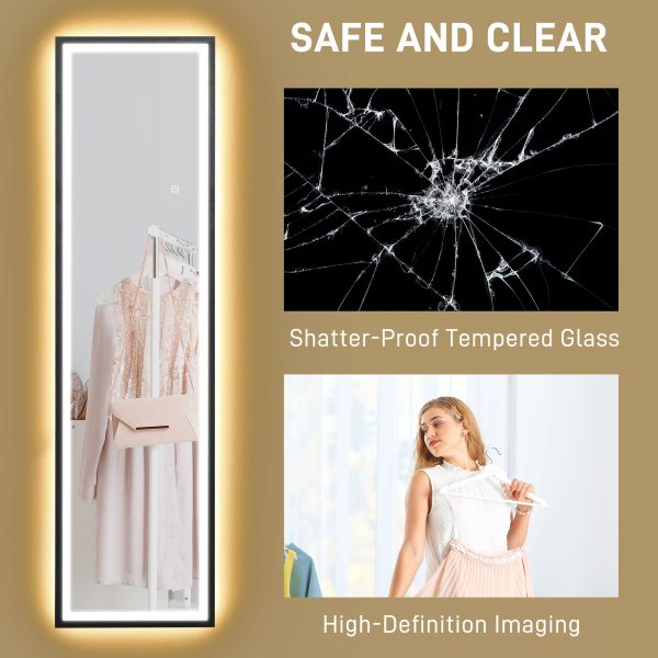 HOMCOM 150 x 40cm Full Length Mirror w/ Adjustable Lights Metal Frame Black - Image 8