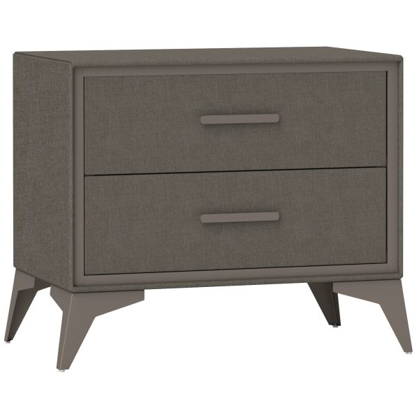 HOMCOM Velvet Bedside Table with 2 Drawers and Steel Legs, Brown
