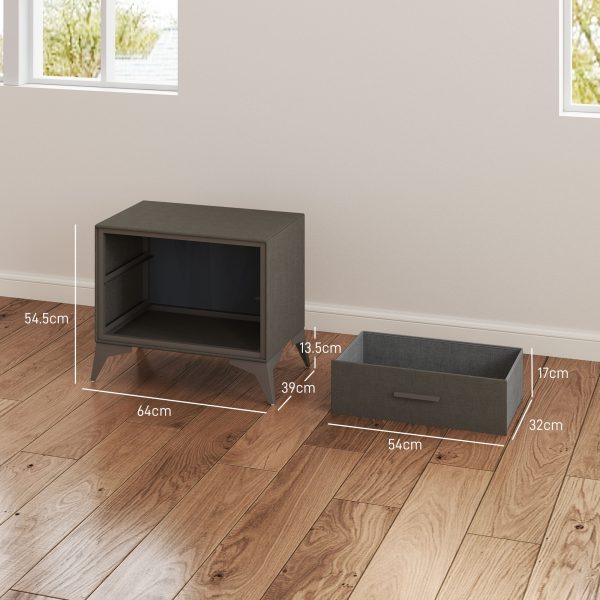 HOMCOM Velvet Bedside Table with 2 Drawers and Steel Legs, Brown - Image 5
