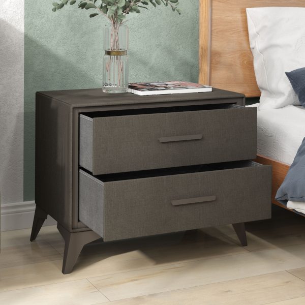 HOMCOM Velvet Bedside Table with 2 Drawers and Steel Legs, Brown - Image 7