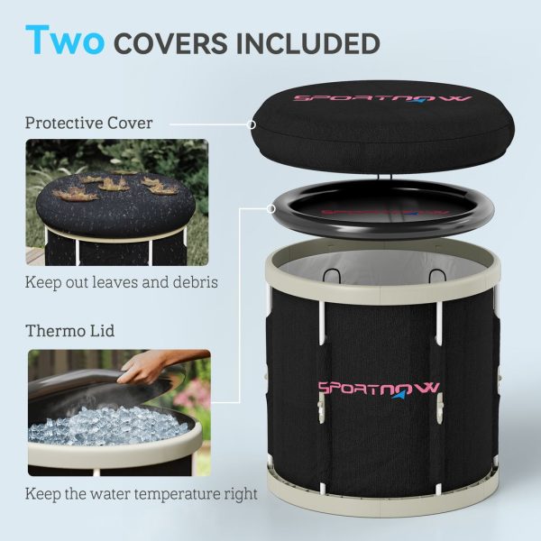 SPORTNOW Ice Bath Tub Outdoor, 210L Portable Cold Water Therapy Tub, Black - Image 6