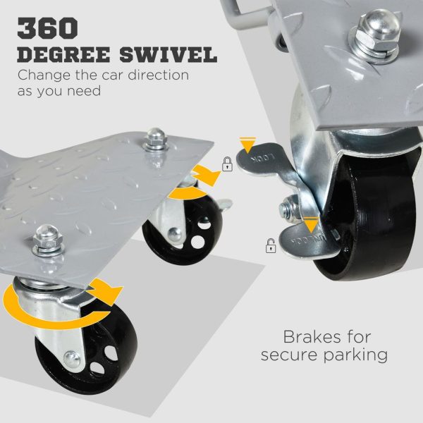 DURHAND 2PCS 680kg Car Wheel Dollies with Swivel Casters, Wheel Dolly, Grey - Image 5