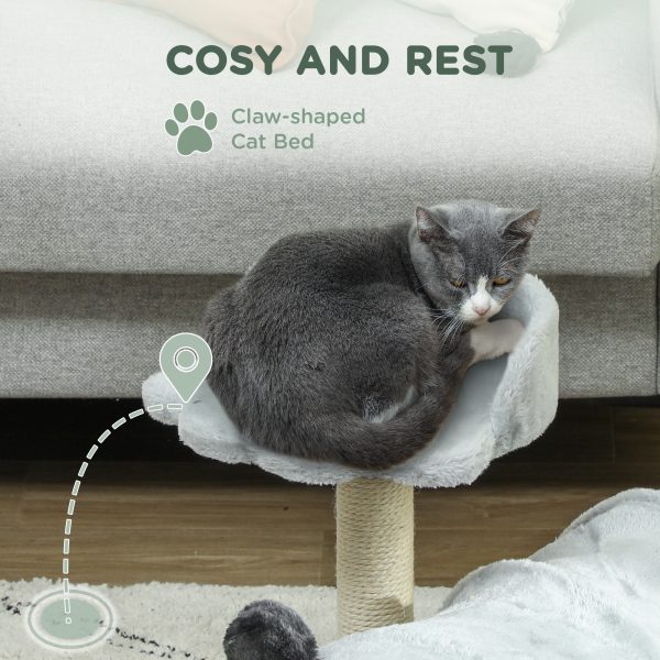 PawHut Cat Tree w/ Scratching Post, Bed, Cat Tunnel, Toy Ball, Grey - Image 4