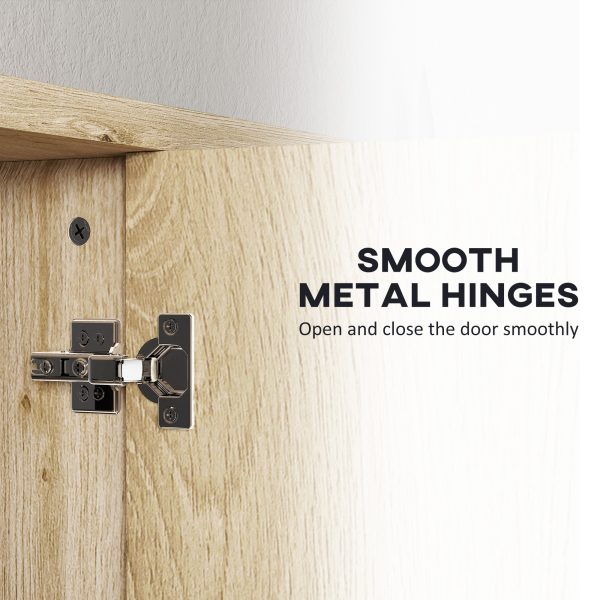 HOMCOM Bathroom Cabinet Wall Mounted Mirror Storage with Shelves Natural - Image 7