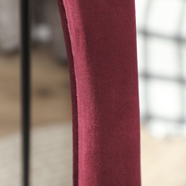 HOMCOM Irregular Full Length Mirror with Velvet Frame 160 x 50cm Wine Red - Image 7