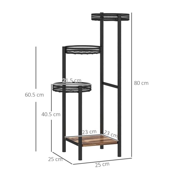 Outsunny 4 Tiered Plant Pot Stand, Metal Plant Shelf for Living Room - Image 3
