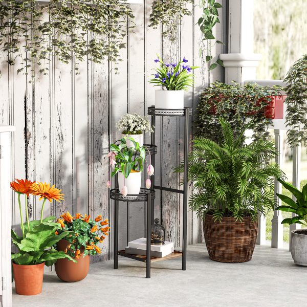 Outsunny 4 Tiered Plant Pot Stand, Metal Plant Shelf for Living Room - Image 7
