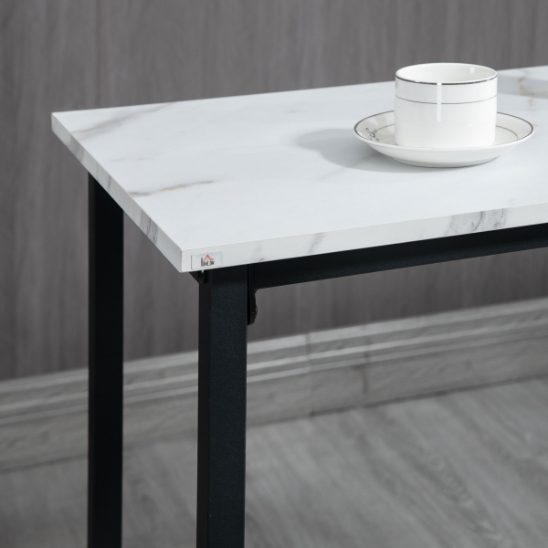 HOMCOM 3 Piece Bar Table Set for 2 with Stools Steel Frame Footrest White - Image 8