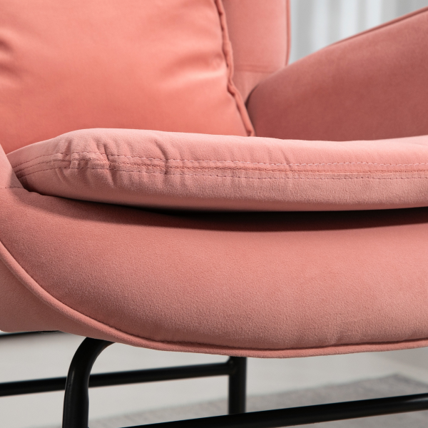 HOMCOM Velvet Rocking Chair with Lumbar Pillow for Living Room Bedroom - Image 8