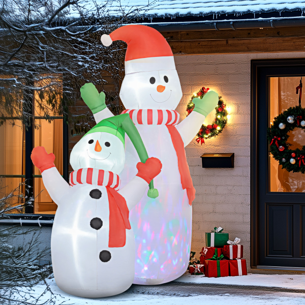 Outsunny 8FT Christmas Inflatable Snowman with Rotating Colorful LED Light - Image 8